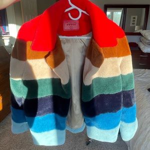 Blank NYC faux fur rainbow coat